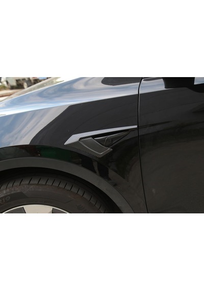 Tesla Model Y İçin Yan Kamera Kaşı Karbon Kaplama Mat Siyah