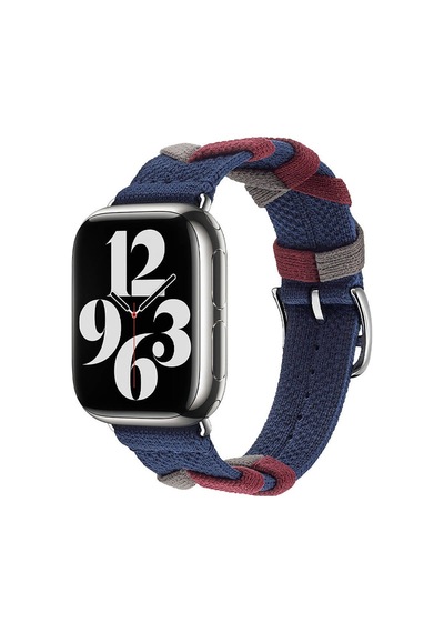 Apple Watch 7 45mm Zore Krd-97 Sarmal Örgü Tasarımlı Kordon Lacivert