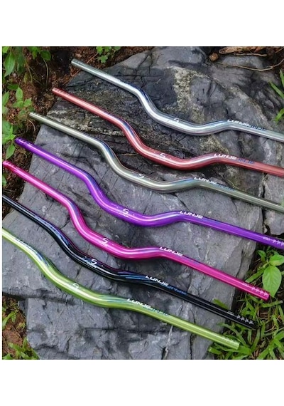 Lunje 78 Cm 35 Rise Açılı Alüminyum 31,8mm Mtb Freeride Gidon Bisiklet Gidonu Direksiyonu Pembe
