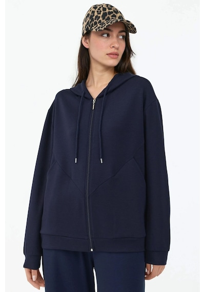 Hiccup Modal Touch Fermuarlı Kapşonlu Sweatshirt Lacivert