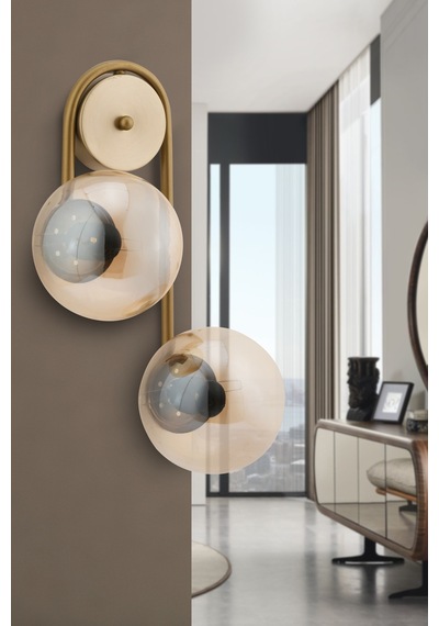 Manola 2'li Bal Glob Camlı Eskitme Modern Aplik Eskitme2 Eskitme2