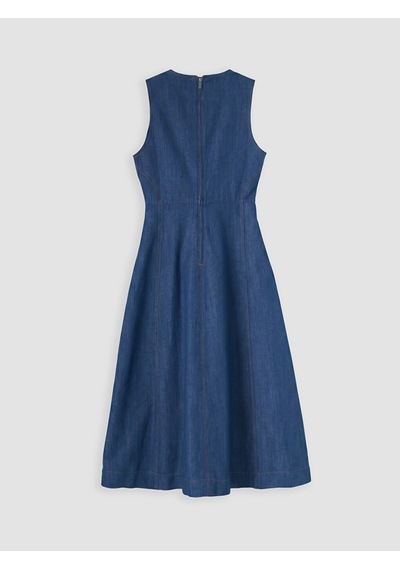 Lcw Modest İndigo Midi Kloş Jean Elbise
