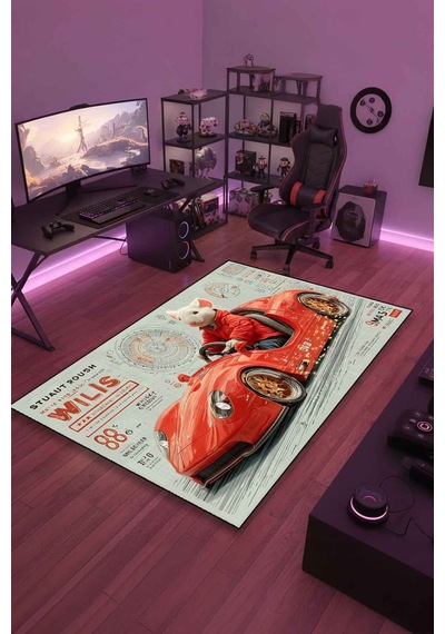 Blueprint Fare Halı Dijital Baskı Yıkanabilir Kaymaz Taban Leke Tutmaz Çok Renkli-37