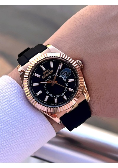 Slazenger Silikon Kordon İç Fonksiyonları Aktif 10 Atm Suya Dayanıklı Erkek Kol Saati Esl.09.2514.05 Rose Gold