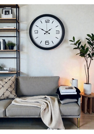 Sade & Şık Siyah 40 Cm Metal Dekoratif Duvar Saati Çok Renkli