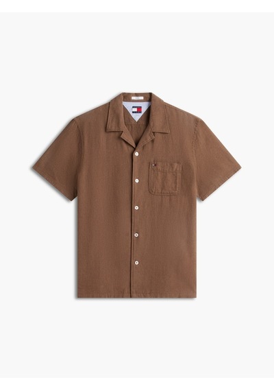 Tommy Hilfiger Tjm Reg Lınen Blend Camp Ss Ext Erkek Kahverengi Kk Gömlek - Dm0dm23058 Tommy Hilfiger Tjm Reg Lınen Blend Camp Ss Ext Erkek Kahverengi Kk Gömlek - Dm0dm23058