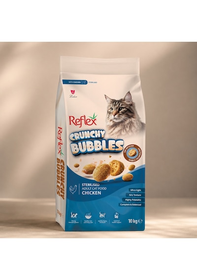 Crunchy Bubbles Kısırlaştırılmış Tavuklu Yetişkin Kedi Maması 10 Kg
