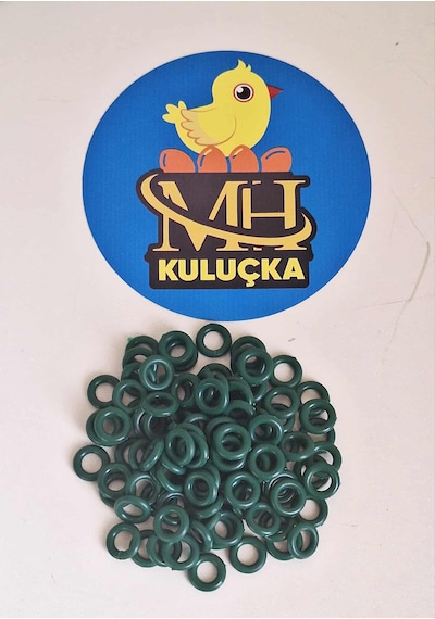 Plastik Güvercin Boncuğu Halkası Koyu Yeşil Renk 100 Adet