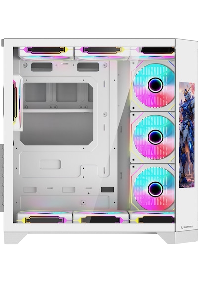 Nova 9.16'' Lcd Ekranlı Hub+kumanda Beyaz 7x12cm Argb Fan+kumanda Gaming Oyuncu Kasası