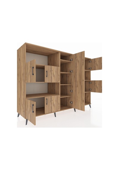 Kronos Dolap 10 Raflı 9 Kapaklı 220x59x163 Çam-çam Çam-çam