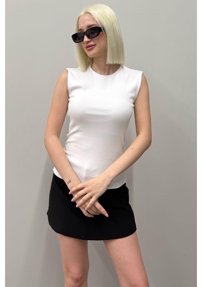 Seeh Beyaz Kadın Basic Slim Fit T-shirt Sh250
