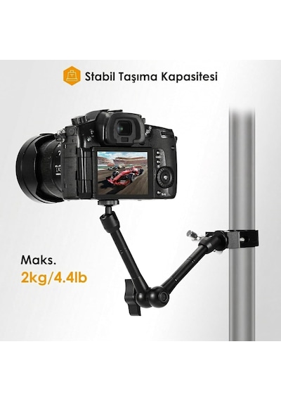 Profesyonel Magic Arm Dslr Kamera Tutucu Süper Kelepçeli Mengene Stand, 1/4 3/8 Dişli Flaş Pabuçlu Esnek Mafsallı