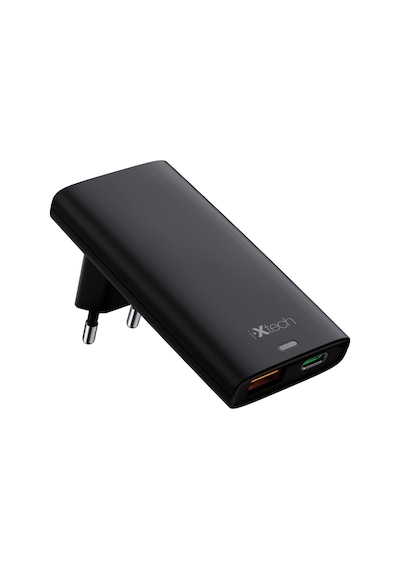 Ixtech Ix-hc8 65w Type-c Ve Usb Çift Port Ultra İnce Evrensel Başlıklı Seyahat Şarj Adaptörü