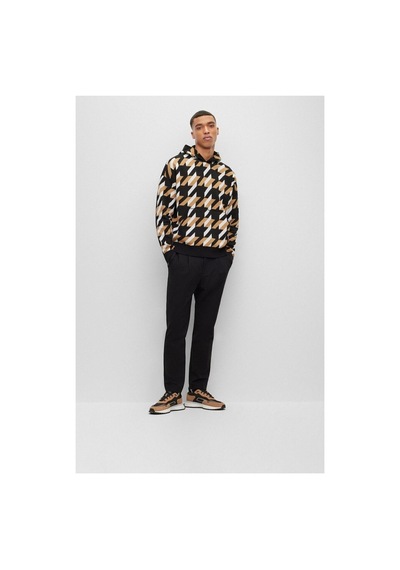 BOSS Erkek Siyah Desenli Sweatshirt Siyah Siyah