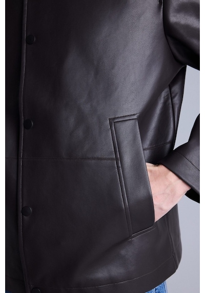 Defacto Regular Fit Polo Yaka Astarlı Çıtçıt Kapamalı Cepli Suni Deri Mont H2233ax26aubn338 Kahve-bn338