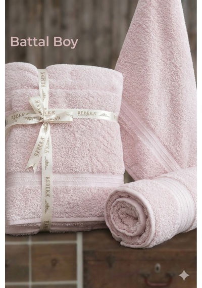2 Li Battal Boy Banyo Havlu Seti - 100% Pamuk 90x170 Cm + 50x90 Cm Ekstra Yumuşak Emici Havlu Pudra