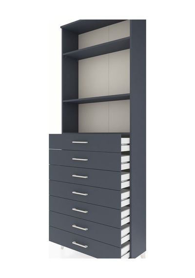 Arges Dolap 3 Raflı 7 Çekmeceli 88x30x243 Antrasit-antrasit Antrasit