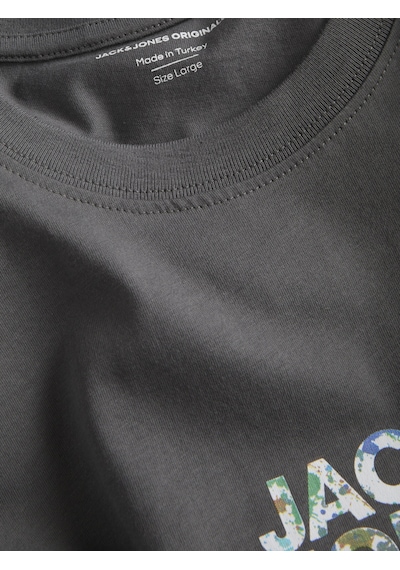Jack & Jones Erkek Bisiklet Yaka Gögüs Baskili Tisört - New Plas - 12310180 Çok Renkli
