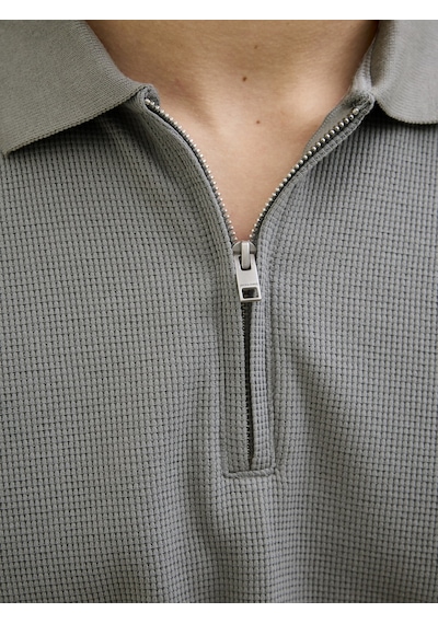 Jack & Jones Jack Jones Erkek Fermuar Detaylı Polo Yaka Tişört 12279177 Gri