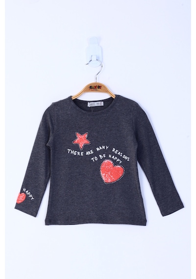 Toontoy Kız Çocuk Pul İşlemeli Sweatshirt Ekru