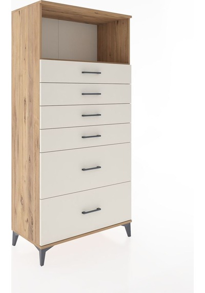 Hyperion Dolap Tek Raflı 6 Çekmeceli 88x44x182 Çam-aytaşı Atlas Çam