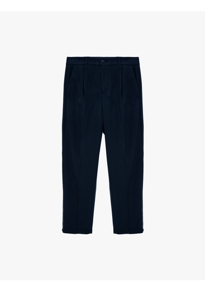 Koton Regular Fit Viskon Karışımlı Cepli Düğmeli Pileli Kumaş Pantolon Lacivert 6sam40029nw