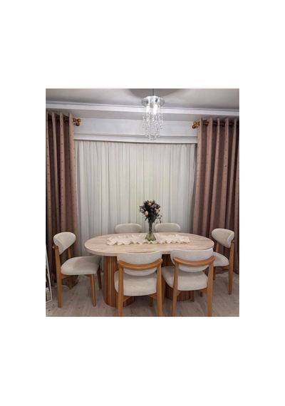 6 Ahşap Sandalyeli Bohem Mdf Masa Traverten Renk 90x190 Gri 6 Ahşap Sandalyeli Bohem Mdf Masa Traverten Renk 90x190 Gri