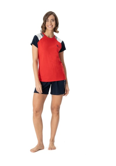 U.s. Polo Assn. Kadın Kırmızı T-shirt Cepli Şort Takımı-kırmızı Kırmızı