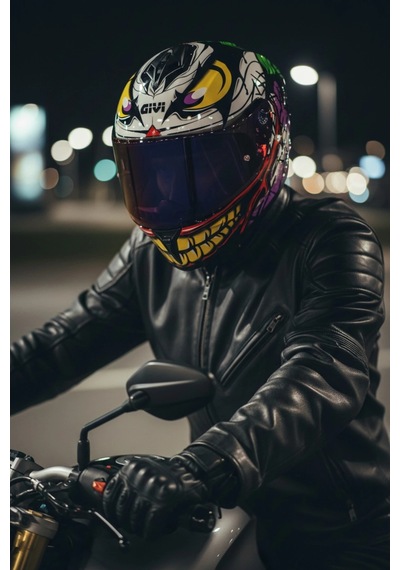 Gıvı 50.x Joke 1 Renkli 1 Şeffaf Vizörlü Motosiklet Kask İridyum Vizör + Şeffaf