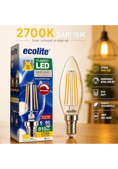 Ampul E14 Flame Mum Tipi 4w 470lm 2700k Sarı Işık Diğer