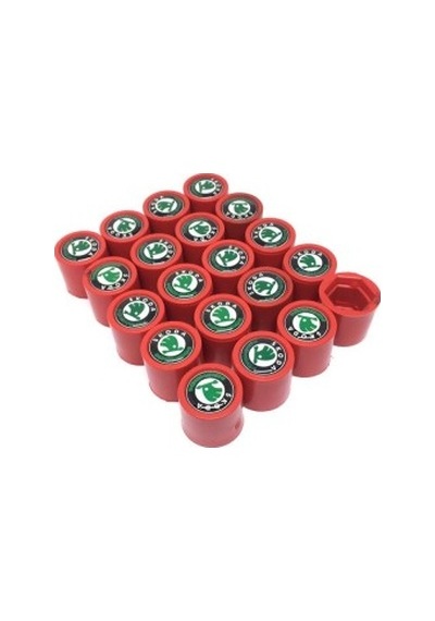 Skoda Silikon Bijon Kapağı Kırmızı Yeşil Siyah 20 Adet 15Mm