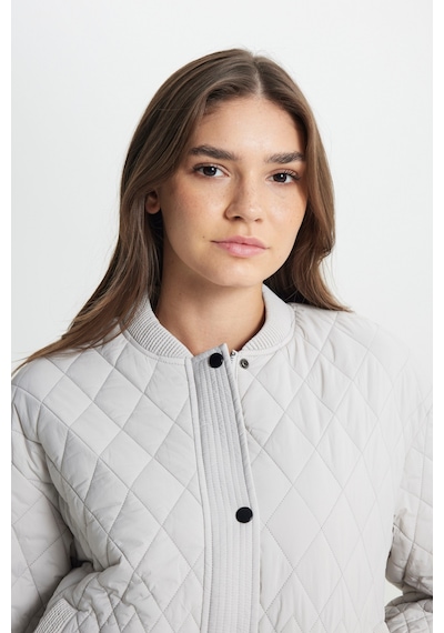 Loose Fit Rahat Kesim Kapitone Detaylı Gri Bomber Ceket W242741035 Gri