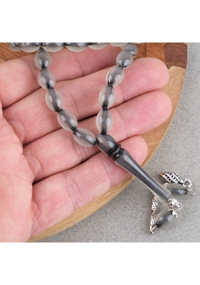 Kedigözü Alpaka Püsküllü Beyzi Kesim 7x11mm Tesbih- Siyah