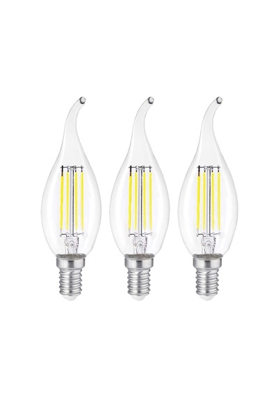 Dekoratif Kıvrık Buji Mum Avize Ampulü 6w E14 6500k Beyaz Işık 3'lü Erd-94