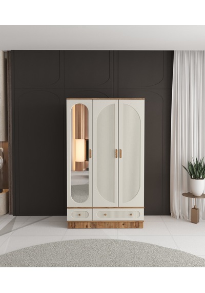 Soho 3 Kapaklı Çekmeceli Bazalı Gardırop - Tamamı Mdf Aytaşı