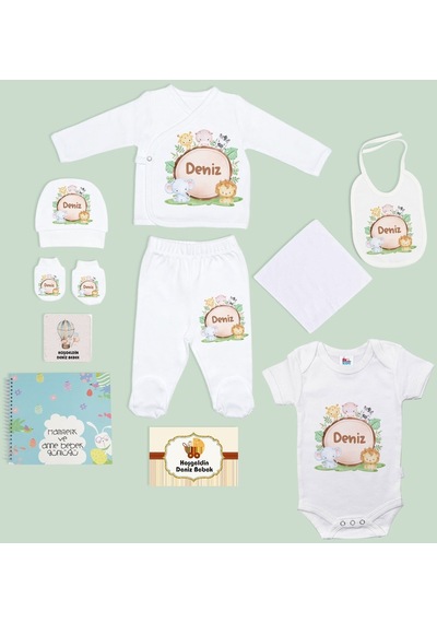 Bk Kids Kişiye Özel Beyaz Yeni Doğan Hastane Çıkışı, Anne-bebek Günlüğü, Bebek Body Zıbın, 10 Parça Bebek Hediye Seti-6