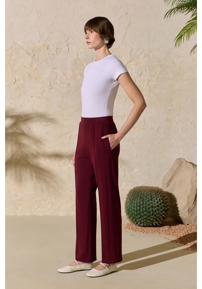 Aker Bordo Beli Lastikli Pijama Altı Bordo Bordo