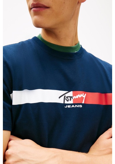 Tommy Hilfiger Tjm Erkek Regular İmza Şeridi T Ext Lacivert T-shirt-13660 Lacivert