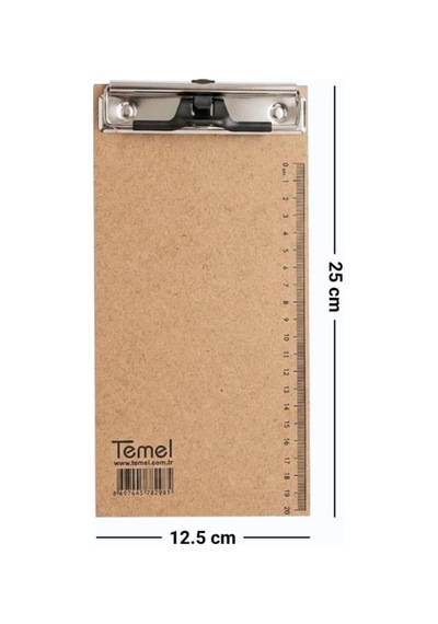 Temel 1/3 A4 Ahşap Sekreterlik Metal Klipsli Kalem Tutma Aparatlı