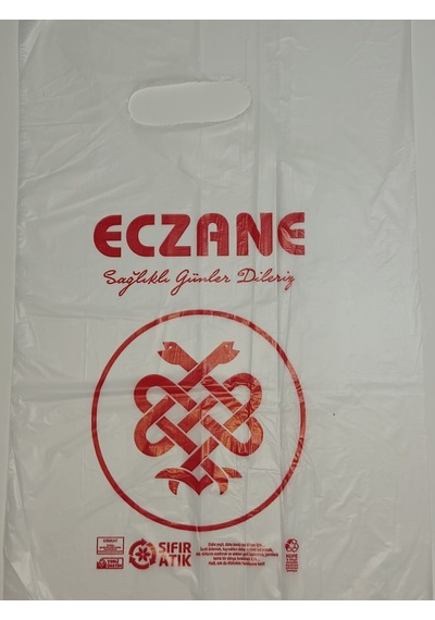 Eczane Hışır Elgeçme Baskılı Beyaz Çanta 20 X 36 Cm