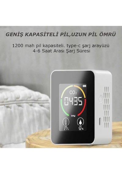 Techtic Dijital Hava Kalite Ölçüm Cihazı Sıcaklık Nem