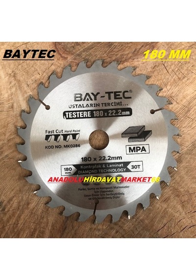 Elmas Testere 180 MM Ahşap Kesici Odun Kesme Testeresi 22 MM