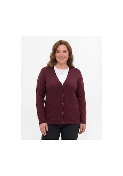 Onno Style Women Çelik Örgü Klasik Jakarlı Ceket Bordo