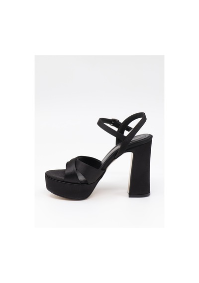Nesilshoes Nesil Shoes Uraz 795 Siyah Saten Platform Kadın Sandalet