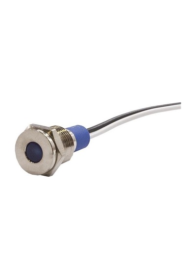 10Mm Metal Kablolu Sinyal Lambası Mavi Ip67 10V-30V