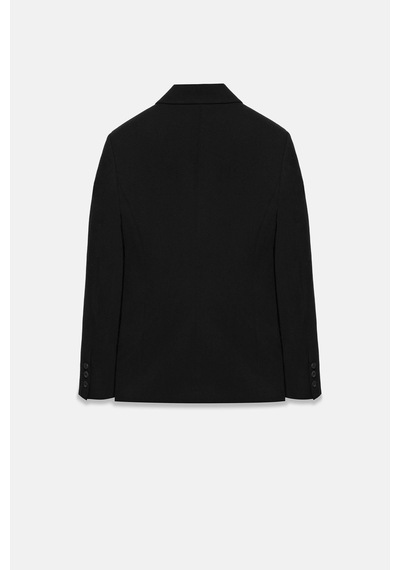 Kadın Siyah Asimetrik Kruvaze Blazer Siyah