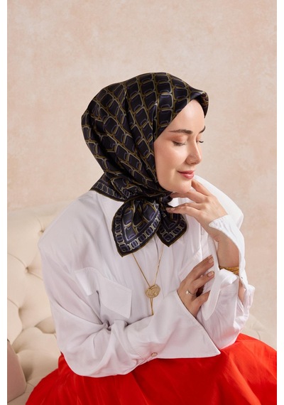 Silk Home Twill İpek Eşarp Zincir Koyu Lacivert Çok Renkli