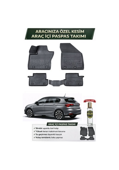 Fiat Egea Hatchback 2016 Model Aracınıza Özel Üretim Esnek Kauçuk Paspas Takımı
