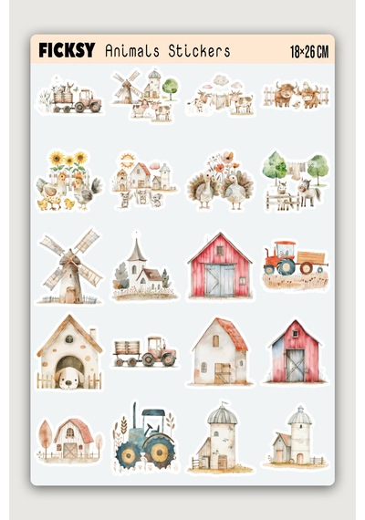 Sevimli Çiftlik Hayvanları Sticker Seti - 140 Adet Etiket Çıkartma Diğer