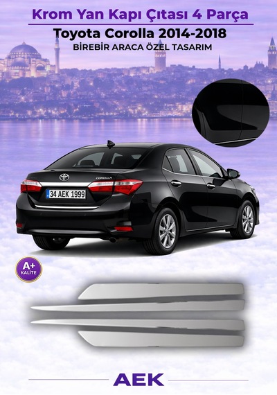 Toyota Corolla Yan Kapı Çıtası 2014-2018 Paslanmaz Çelik